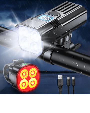 Mohard 2000LM front + rear rechargeable bike lights - Image 3