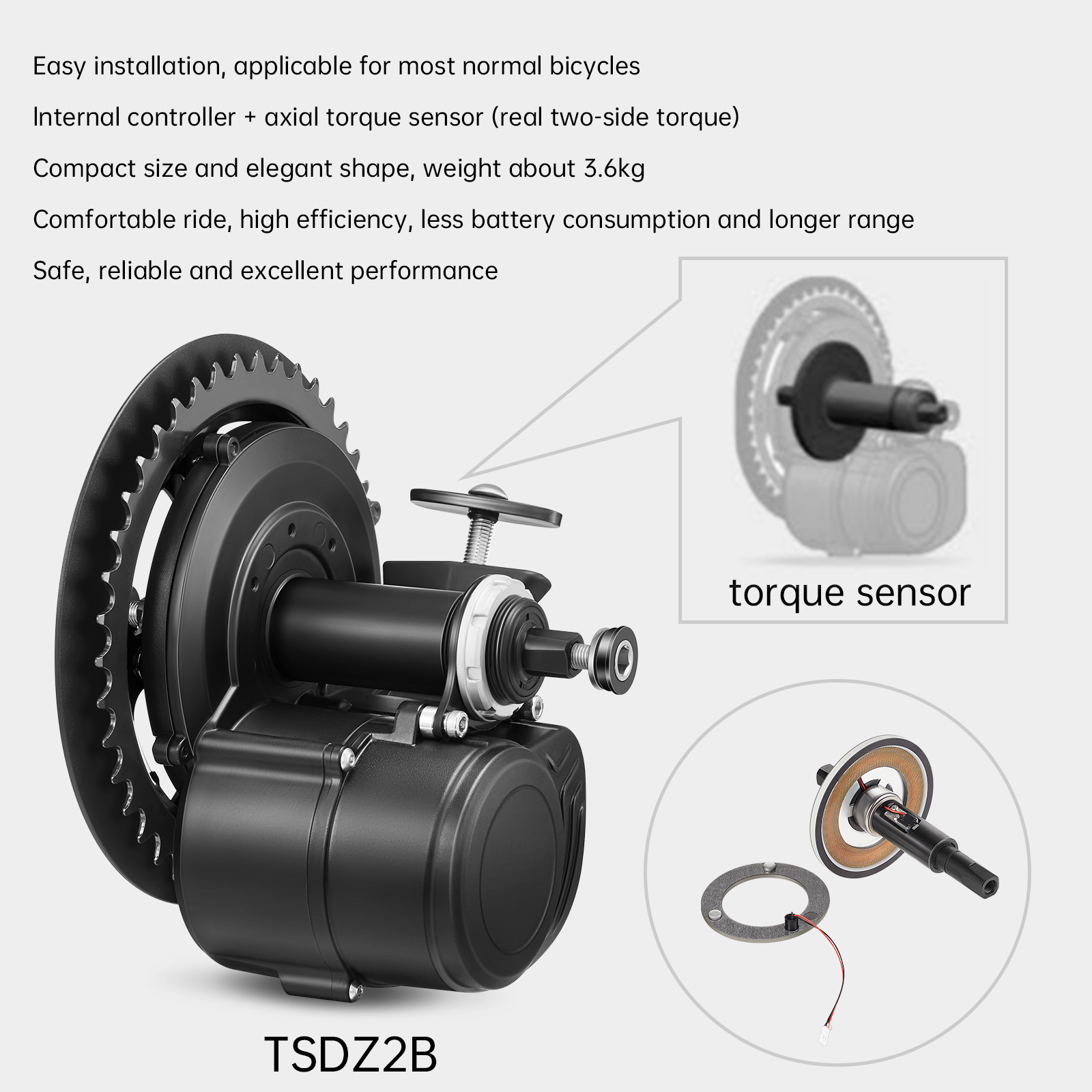 Tongsheng TSDZ2B 36V 250W torque mid-drive kit - Image 3