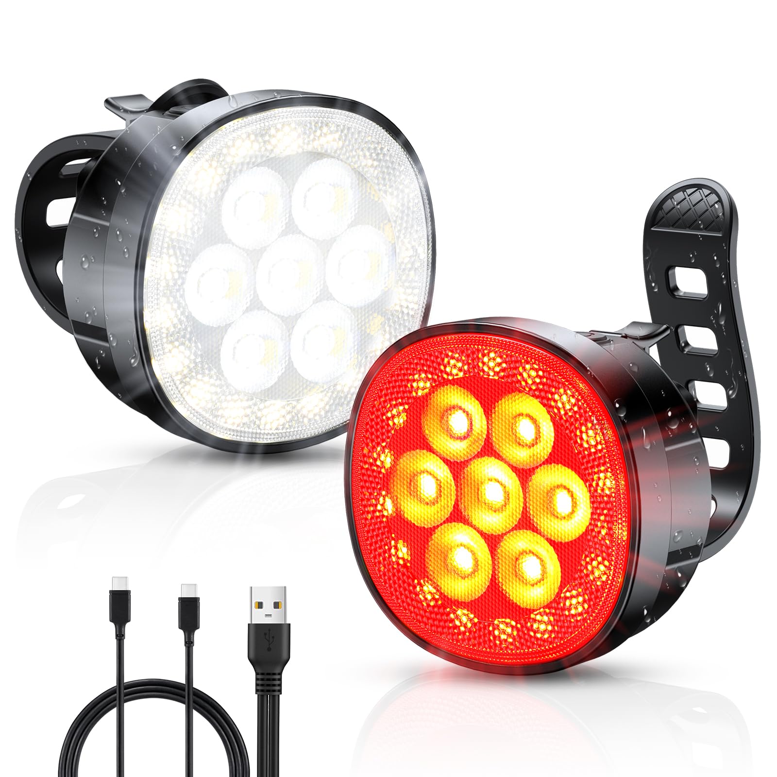 Mohard 2000LM front + rear rechargeable bike lights - Image 4