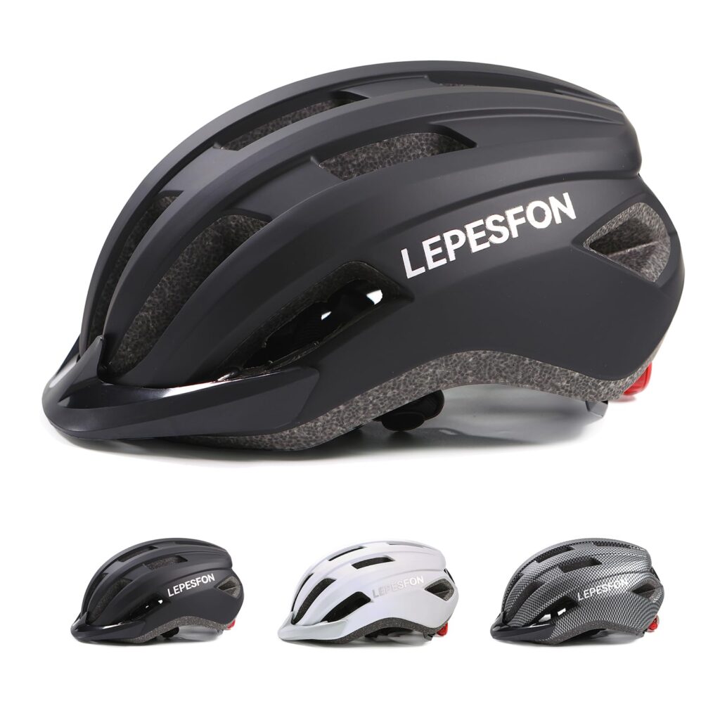 LEPESFON Adult commute helmet + light + visor 56–61cm