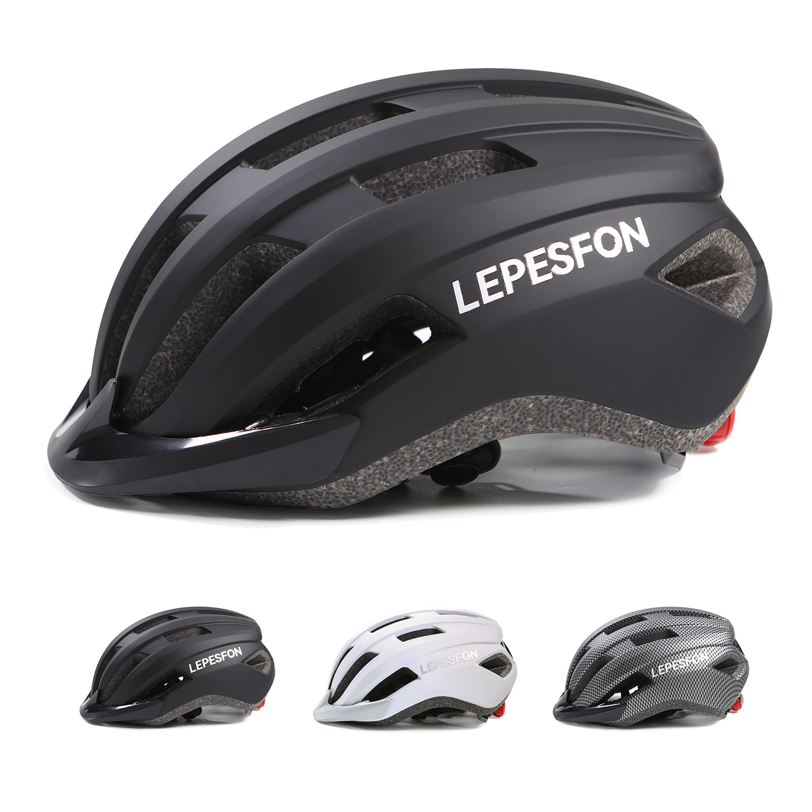 LEPESFON Adult commute helmet + light + visor 56–61cm