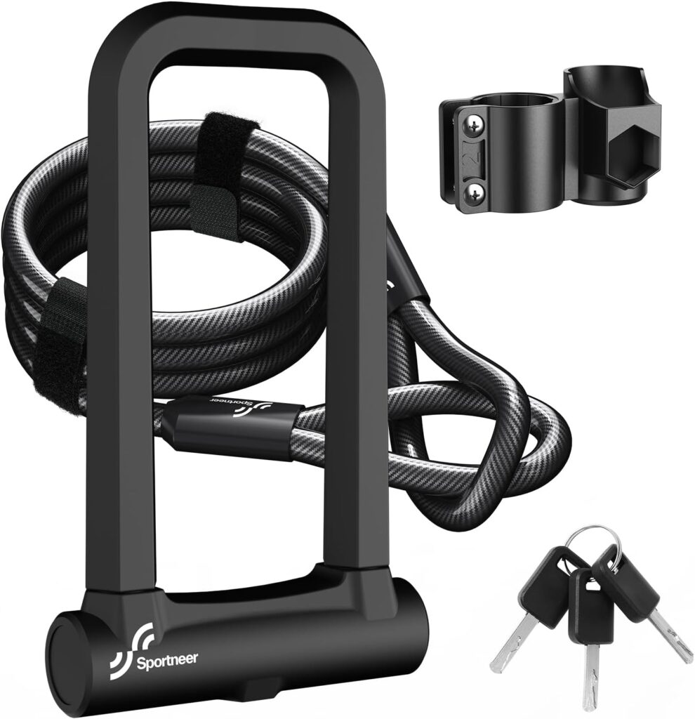 Sportneer 18mm keyless combo U-lock + 5ft cable