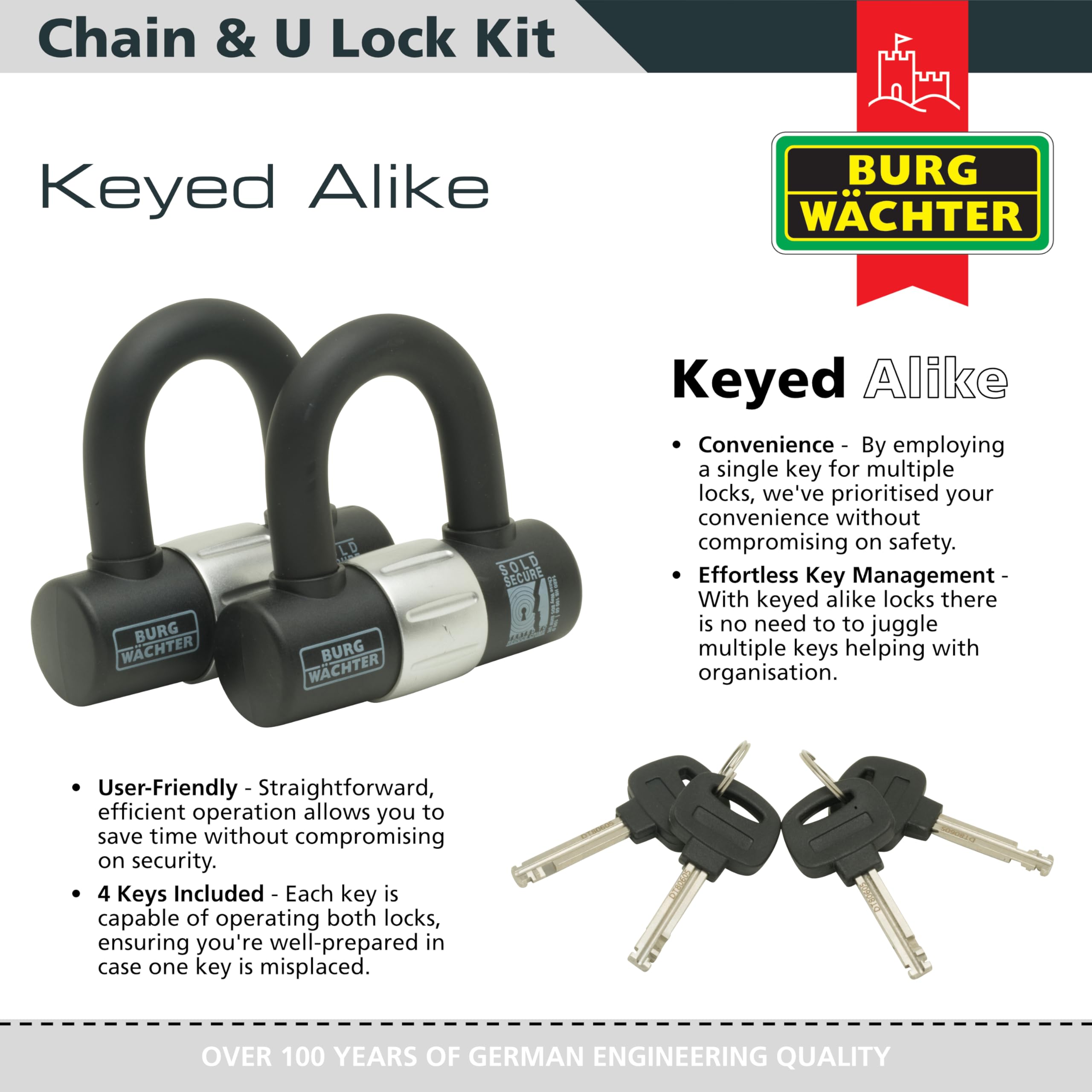 Sterling 100D 16mm Sold Secure Diamond/Gold padlock - Image 4