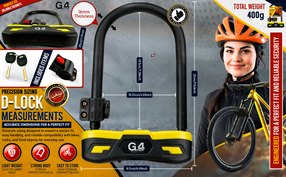 G4GADGET Heavy Duty D-lock + 2 keys