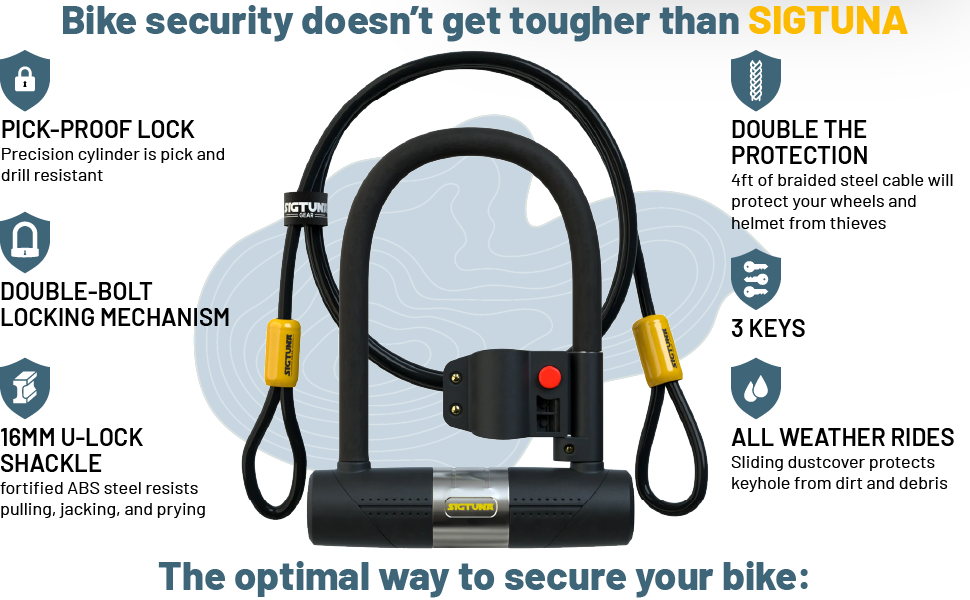 SIGTUNA 16mm U-lock + 1.2m cable (yellow) - Image 2