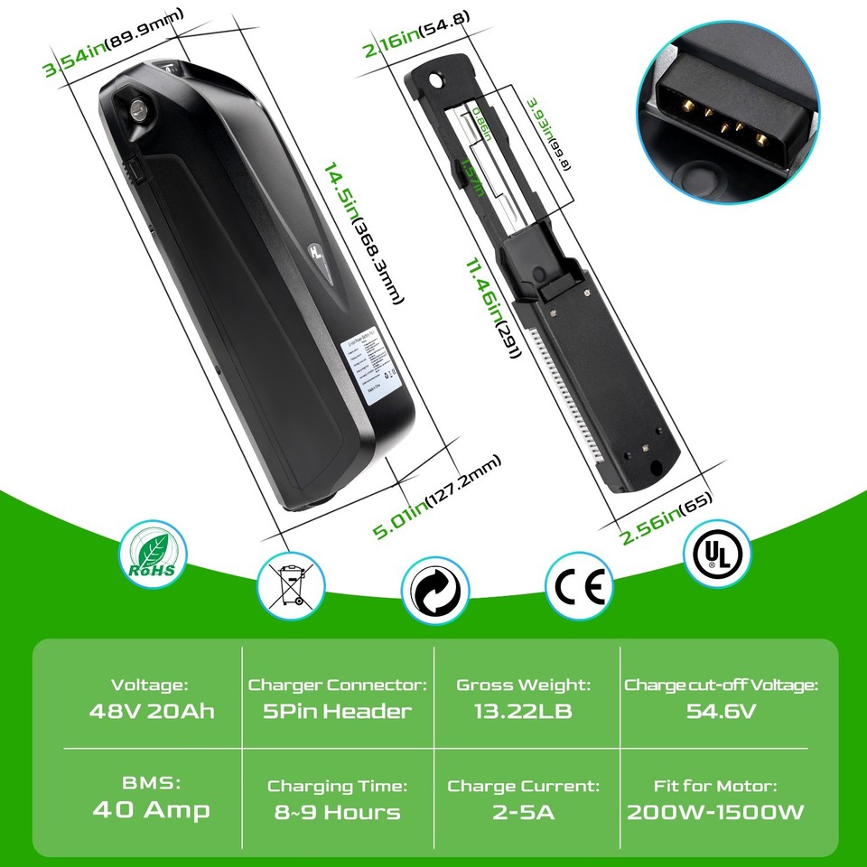 iCycleCell 48V 20Ah Hailong 5-pin + 3A charger